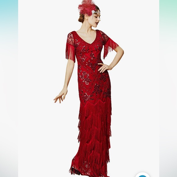 NWT Babeyond red flapper gown - Picture 4 of 11